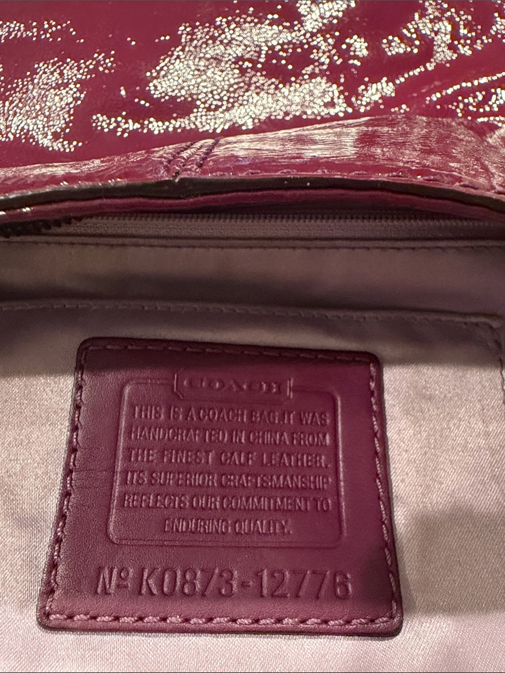 Coach Zoe Patent Leather Shoulder Bag - Wildberry - Picture 9 of 11